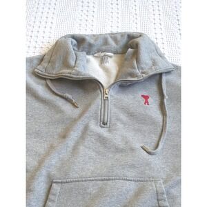 AMI Ami de Couer Half Zip Heart Sweatshirt Pullover High Neck Women Large Gray